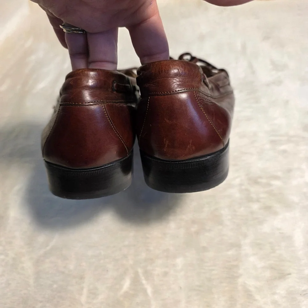 Vintage Cole Haan Country Boat Shoes Loafers Brown Leather Italian Mens 8.5 D